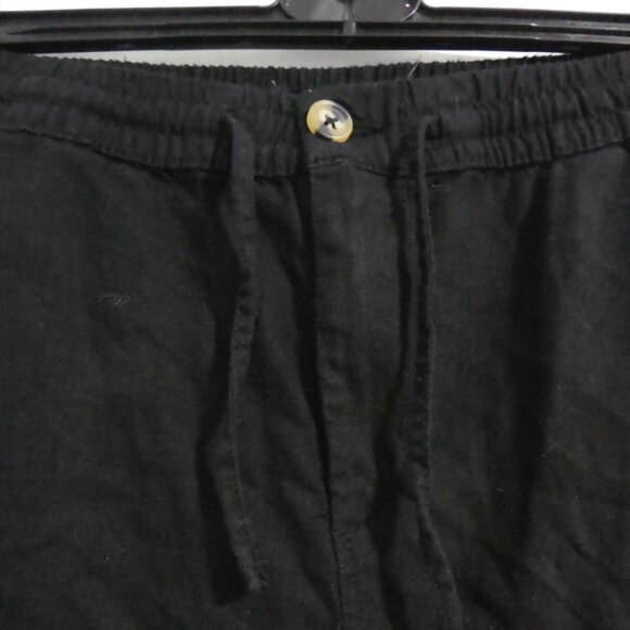 Black Shorts | Stretchy Waist and Drawstring Front | Button and Zip-Up Closure - Picture 4 of 14